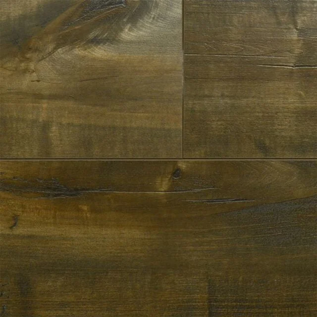 Swatch of laminate flooring in a medium brown color called Cascade Range Maple from Tecsun flooring.